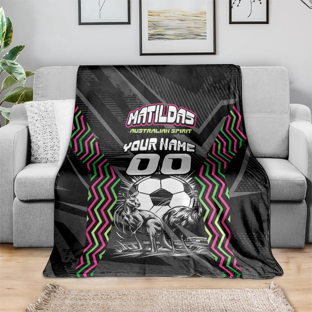 Personalised Matildas Australian Spirit Blanket Kangaroo Emu Coat Of Arms Soccer Ball