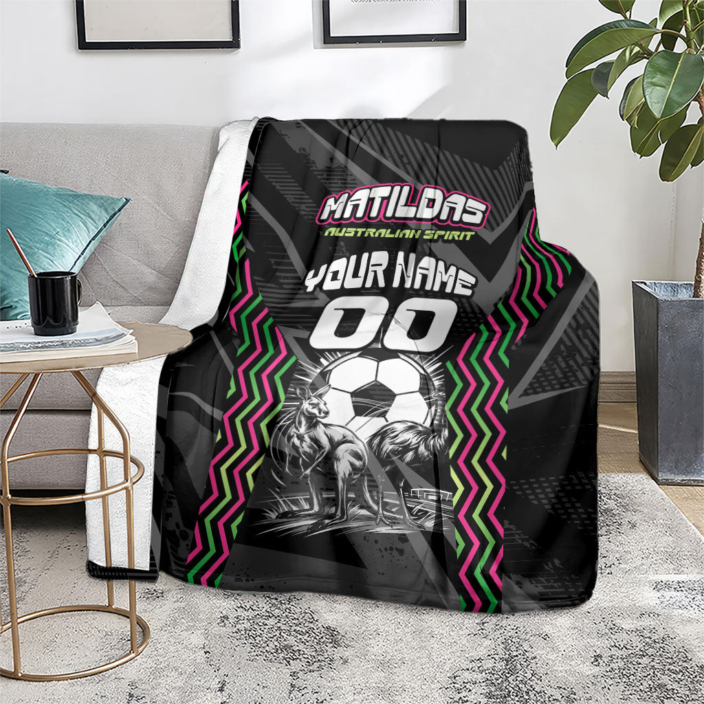 Personalised Matildas Australian Spirit Blanket Kangaroo Emu Coat Of Arms Soccer Ball