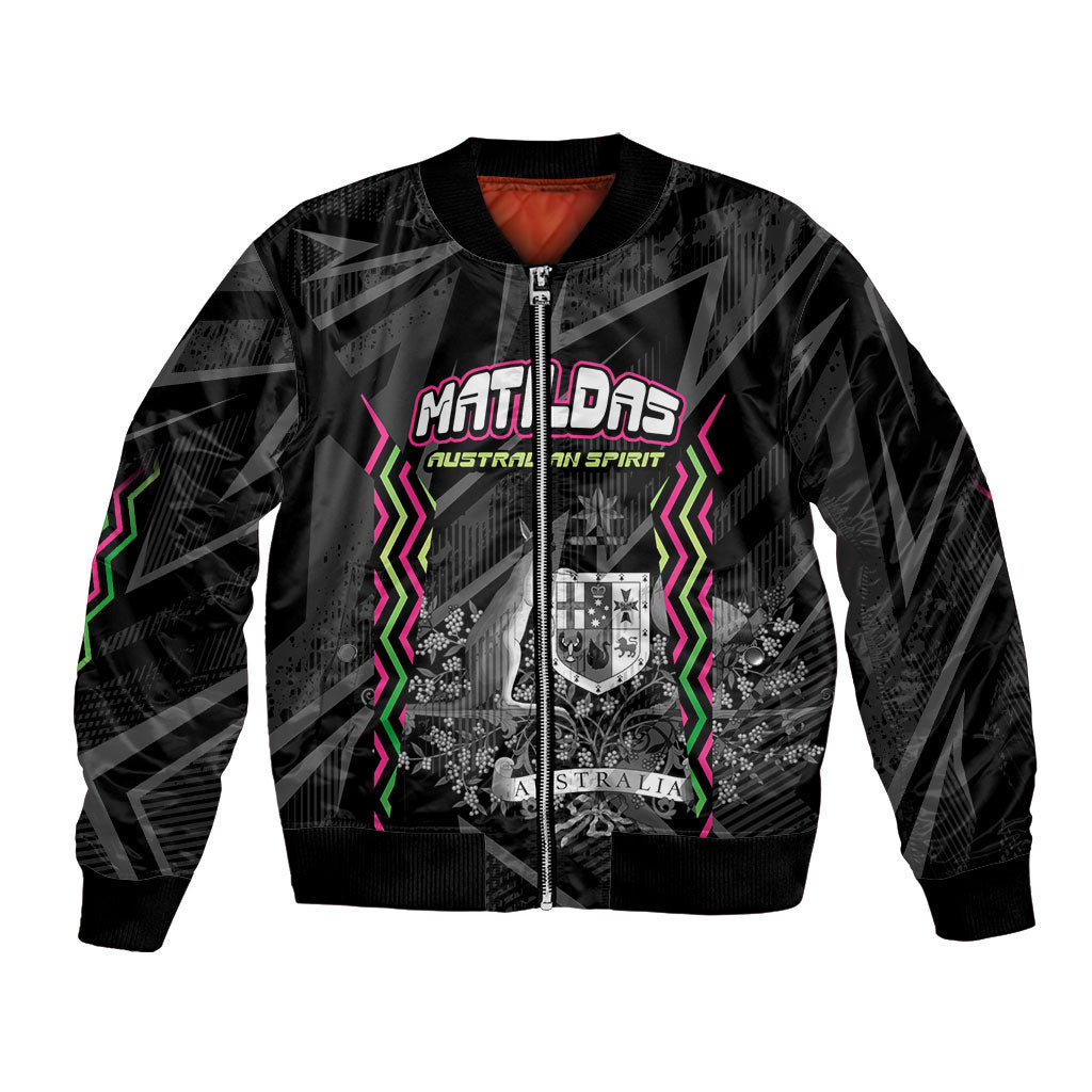 Personalised Matildas Australian Spirit Bomber Jacket Kangaroo Emu Coat Of Arms Soccer Ball