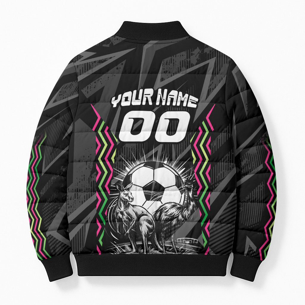 Personalised Matildas Australian Spirit Bomber Puffer Jacket Kangaroo Emu Coat Of Arms Soccer Ball