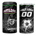 Personalised Matildas Australian Spirit 4 in 1 Can Cooler Tumbler Kangaroo Emu Coat Of Arms Soccer Ball