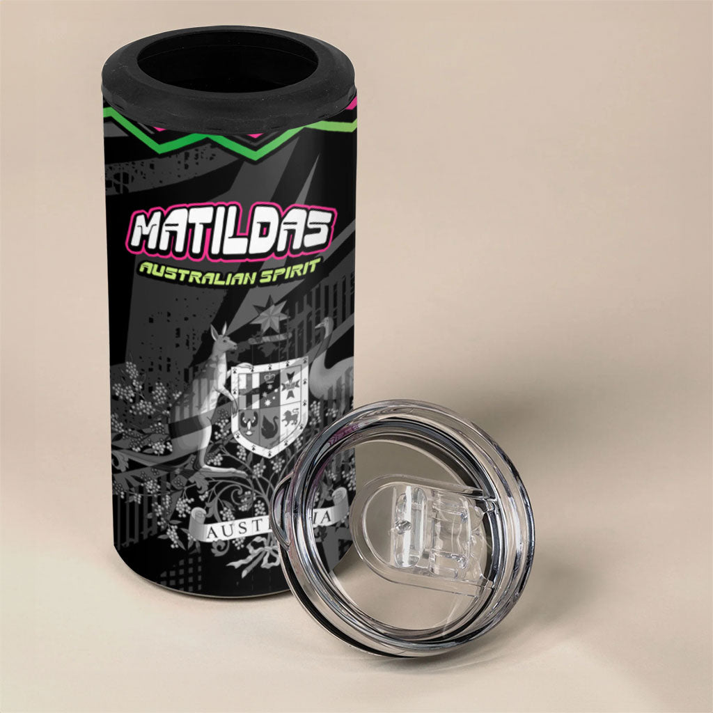 Personalised Matildas Australian Spirit 4 in 1 Can Cooler Tumbler Kangaroo Emu Coat Of Arms Soccer Ball