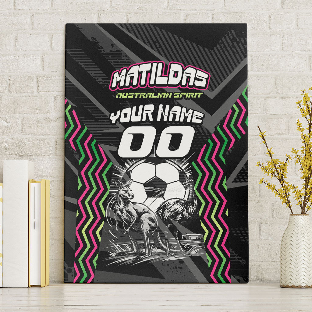 Personalised Matildas Australian Spirit Canvas Wall Art Kangaroo Emu Coat Of Arms Soccer Ball
