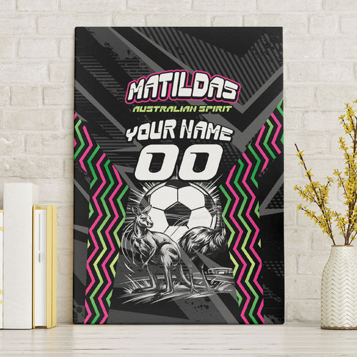 Personalised Matildas Australian Spirit Canvas Wall Art Kangaroo Emu Coat Of Arms Soccer Ball