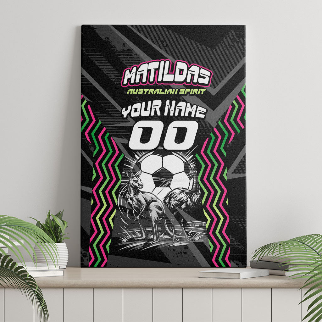 Personalised Matildas Australian Spirit Canvas Wall Art Kangaroo Emu Coat Of Arms Soccer Ball