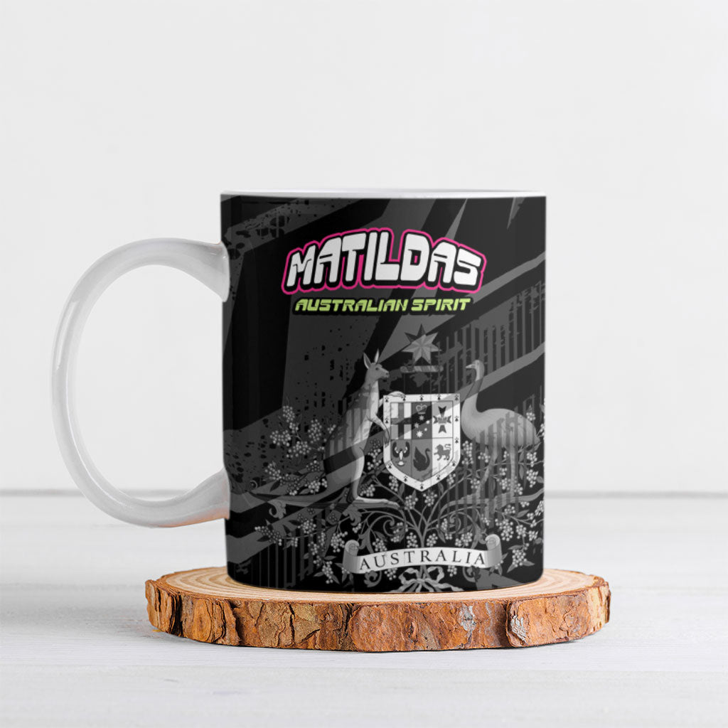 Personalised Matildas Australian Spirit Ceramic Mug Kangaroo Emu Coat Of Arms Soccer Ball