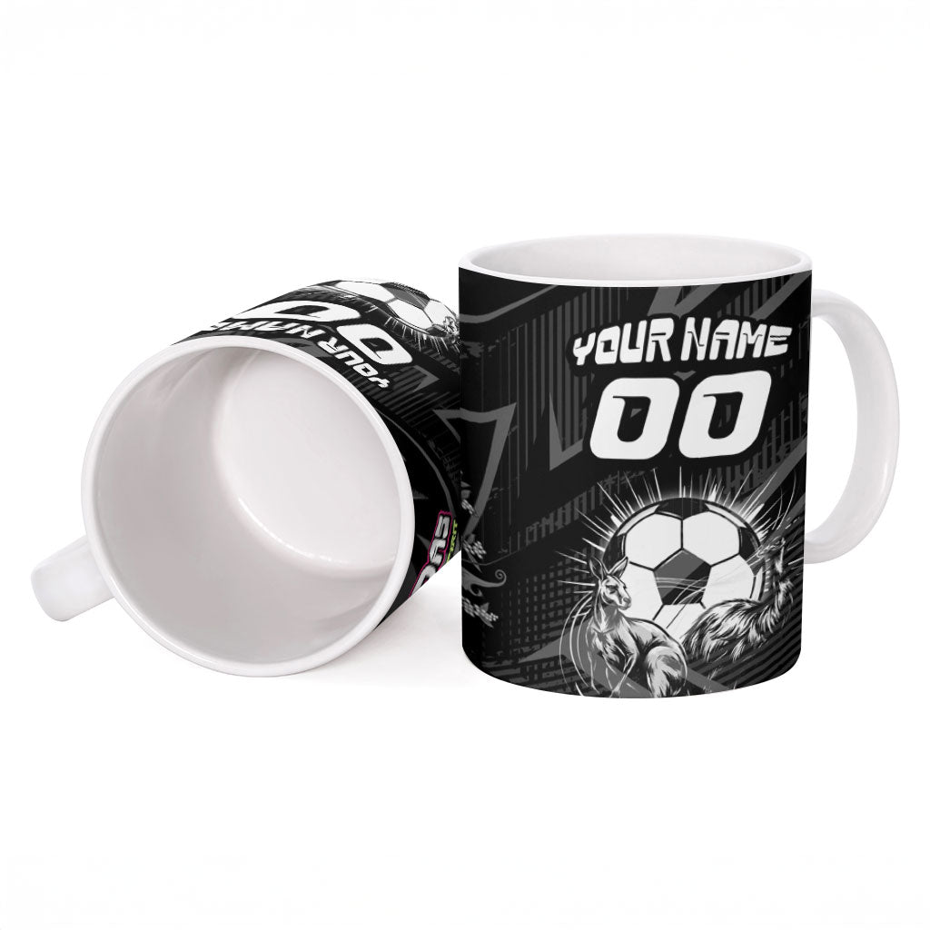 Personalised Matildas Australian Spirit Ceramic Mug Kangaroo Emu Coat Of Arms Soccer Ball