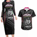 Personalised Matildas Australian Spirit Couples Matching Long Sleeve Bodycon Dress and Hawaiian Shirt Kangaroo Emu Coat Of Arms Soccer Ball