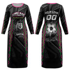 Personalised Matildas Australian Spirit Couples Matching Long Sleeve Bodycon Dress and Hawaiian Shirt Kangaroo Emu Coat Of Arms Soccer Ball