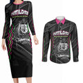 Personalised Matildas Australian Spirit Couples Matching Long Sleeve Bodycon Dress and Long Sleeve Button Shirt Kangaroo Emu Coat Of Arms Soccer Ball