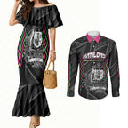 Personalised Matildas Australian Spirit Couples Matching Mermaid Dress and Long Sleeve Button Shirt Kangaroo Emu Coat Of Arms Soccer Ball