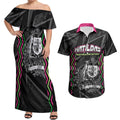 Personalised Matildas Australian Spirit Couples Matching Off Shoulder Maxi Dress and Hawaiian Shirt Kangaroo Emu Coat Of Arms Soccer Ball