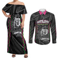 Personalised Matildas Australian Spirit Couples Matching Off Shoulder Maxi Dress and Long Sleeve Button Shirt Kangaroo Emu Coat Of Arms Soccer Ball