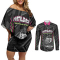 Personalised Matildas Australian Spirit Couples Matching Off Shoulder Short Dress and Long Sleeve Button Shirt Kangaroo Emu Coat Of Arms Soccer Ball