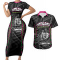 Personalised Matildas Australian Spirit Couples Matching Short Sleeve Bodycon Dress and Hawaiian Shirt Kangaroo Emu Coat Of Arms Soccer Ball
