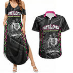 Personalised Matildas Australian Spirit Couples Matching Summer Maxi Dress and Hawaiian Shirt Kangaroo Emu Coat Of Arms Soccer Ball