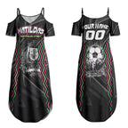Personalised Matildas Australian Spirit Couples Matching Summer Maxi Dress and Long Sleeve Button Shirt Kangaroo Emu Coat Of Arms Soccer Ball