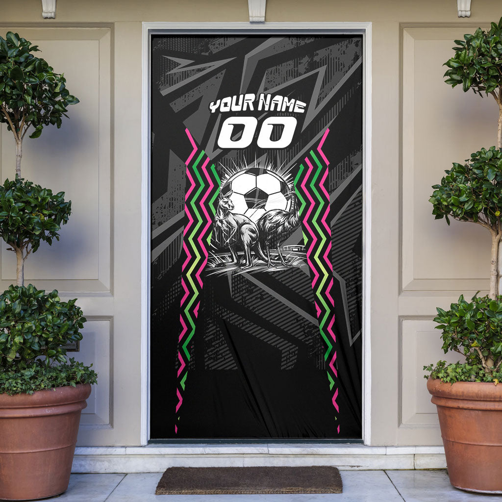 Personalised Matildas Australian Spirit Door Cover Kangaroo Emu Coat Of Arms Soccer Ball