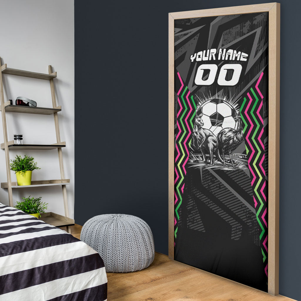 Personalised Matildas Australian Spirit Door Cover Kangaroo Emu Coat Of Arms Soccer Ball