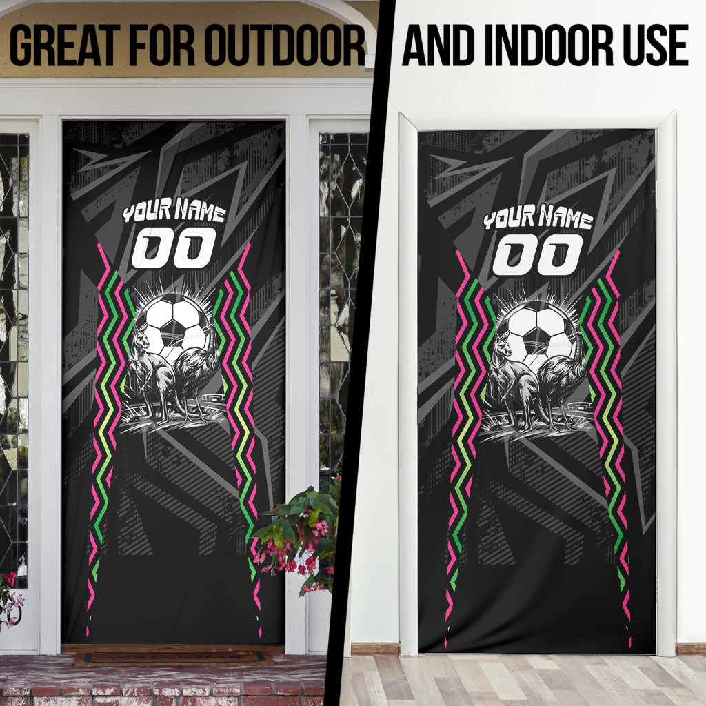 Personalised Matildas Australian Spirit Door Cover Kangaroo Emu Coat Of Arms Soccer Ball