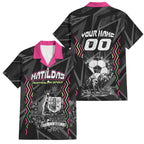 Personalised Matildas Australian Spirit Family Matching Off Shoulder Short Dress and Hawaiian Shirt Kangaroo Emu Coat Of Arms Soccer Ball