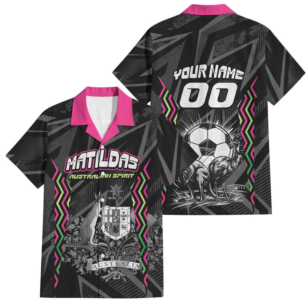 Personalised Matildas Australian Spirit Family Matching Summer Maxi Dress and Hawaiian Shirt Kangaroo Emu Coat Of Arms Soccer Ball