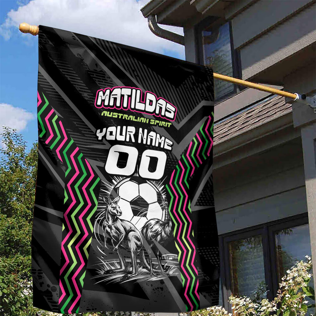 Personalised Matildas Australian Spirit Garden Flag Kangaroo Emu Coat Of Arms Soccer Ball