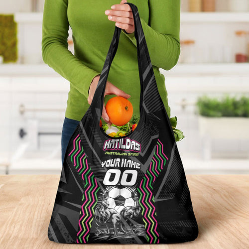 Personalised Matildas Australian Spirit Grocery Bag Kangaroo Emu Coat Of Arms Soccer Ball