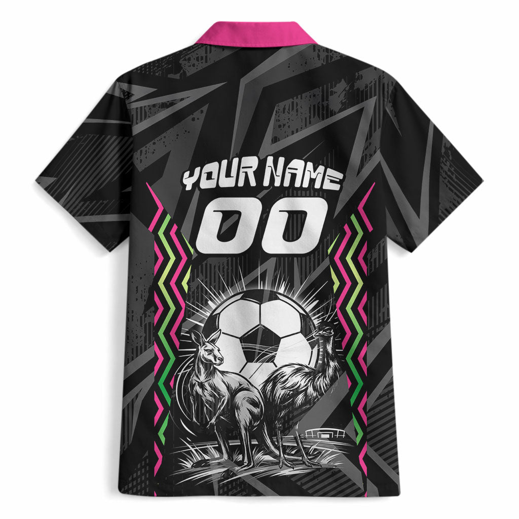 Personalised Matildas Australian Spirit Hawaiian Shirt Kangaroo Emu Coat Of Arms Soccer Ball