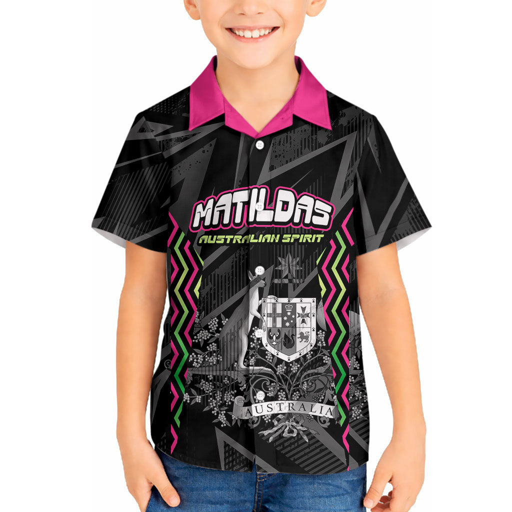 Personalised Matildas Australian Spirit Hawaiian Shirt Kangaroo Emu Coat Of Arms Soccer Ball