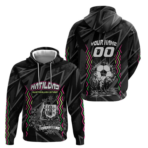 Personalised Matildas Australian Spirit Hoodie Kangaroo Emu Coat Of Arms Soccer Ball