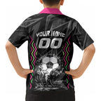 Personalised Matildas Australian Spirit Kid Hawaiian Shirt Kangaroo Emu Coat Of Arms Soccer Ball