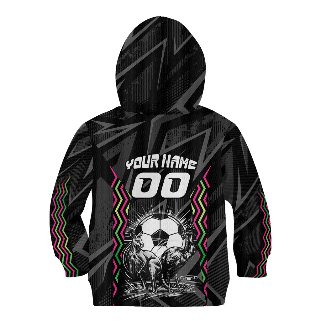 Personalised Matildas Australian Spirit Kid Hoodie Kangaroo Emu Coat Of Arms Soccer Ball