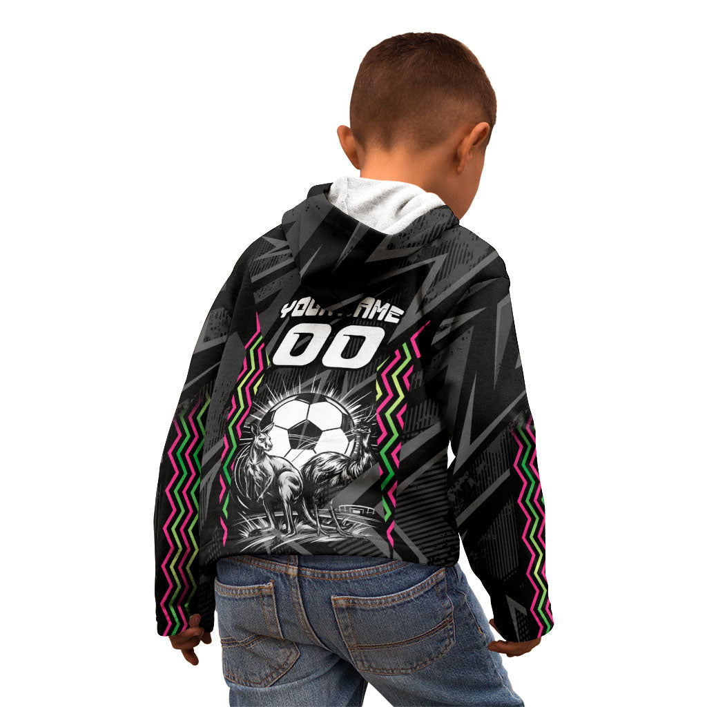 Personalised Matildas Australian Spirit Kid Hoodie Kangaroo Emu Coat Of Arms Soccer Ball