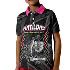 Personalised Matildas Australian Spirit Kid Polo Shirt Kangaroo Emu Coat Of Arms Soccer Ball