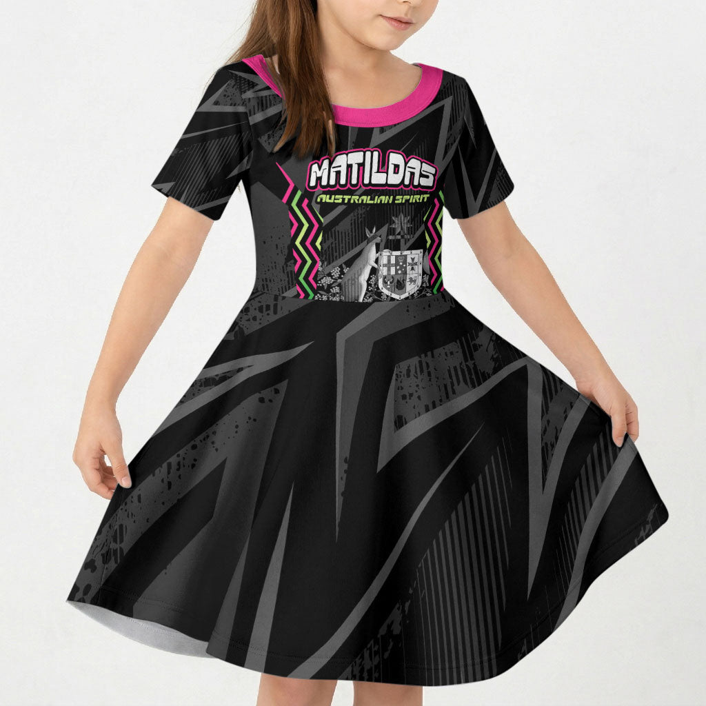 Personalised Matildas Australian Spirit Kid Short Sleeve Dress Kangaroo Emu Coat Of Arms Soccer Ball