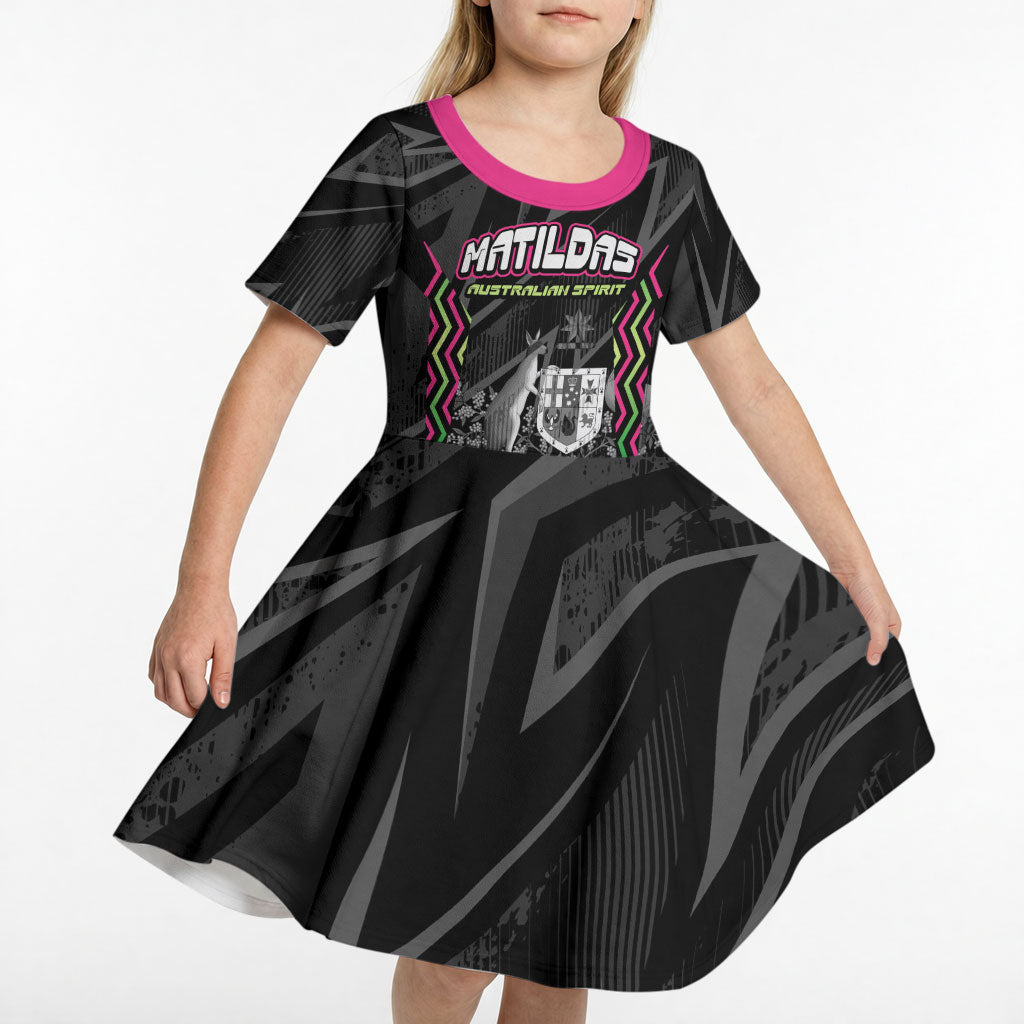 Personalised Matildas Australian Spirit Kid Short Sleeve Dress Kangaroo Emu Coat Of Arms Soccer Ball