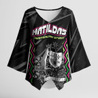 Personalised Matildas Australian Spirit Kimono Sleeve Blouse Kangaroo Emu Coat Of Arms Soccer Ball