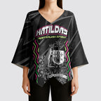 Personalised Matildas Australian Spirit Kimono Sleeve Blouse Kangaroo Emu Coat Of Arms Soccer Ball