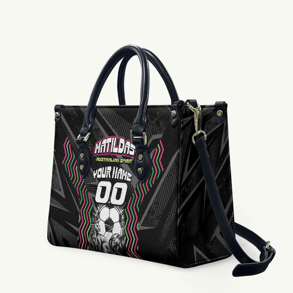 Personalised Matildas Australian Spirit Leather Bag Kangaroo Emu Coat Of Arms Soccer Ball