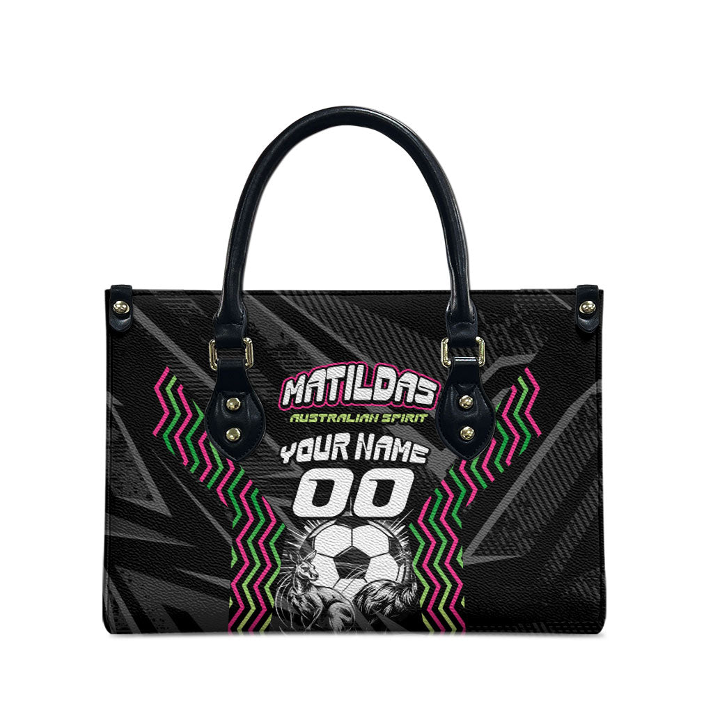 Personalised Matildas Australian Spirit Leather Bag Kangaroo Emu Coat Of Arms Soccer Ball
