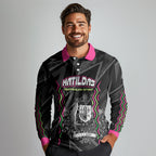 Personalised Matildas Australian Spirit Long Sleeve Polo Shirt Kangaroo Emu Coat Of Arms Soccer Ball