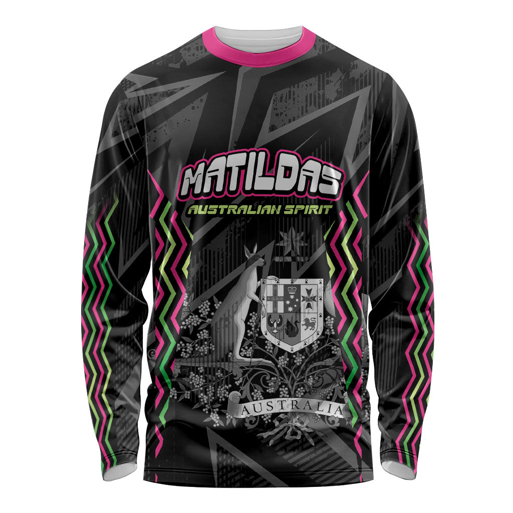 Personalised Matildas Australian Spirit Long Sleeve Shirt Kangaroo Emu Coat Of Arms Soccer Ball