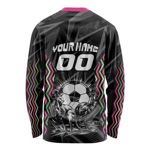 Personalised Matildas Australian Spirit Long Sleeve Shirt Kangaroo Emu Coat Of Arms Soccer Ball