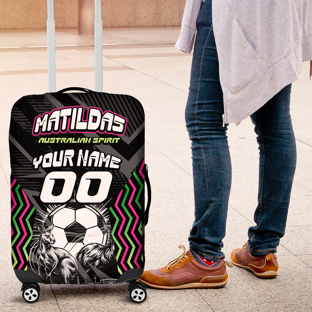 Personalised Matildas Australian Spirit Luggage Cover Kangaroo Emu Coat Of Arms Soccer Ball