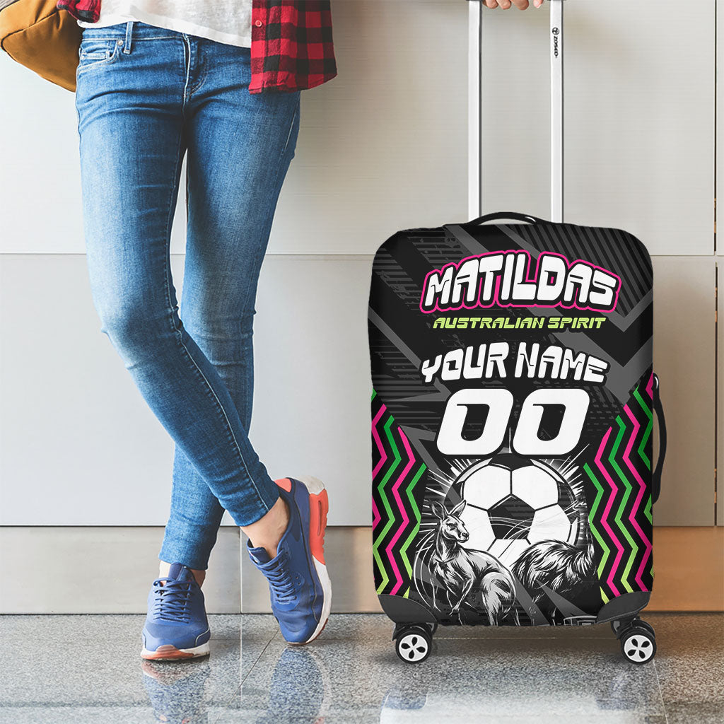 Personalised Matildas Australian Spirit Luggage Cover Kangaroo Emu Coat Of Arms Soccer Ball