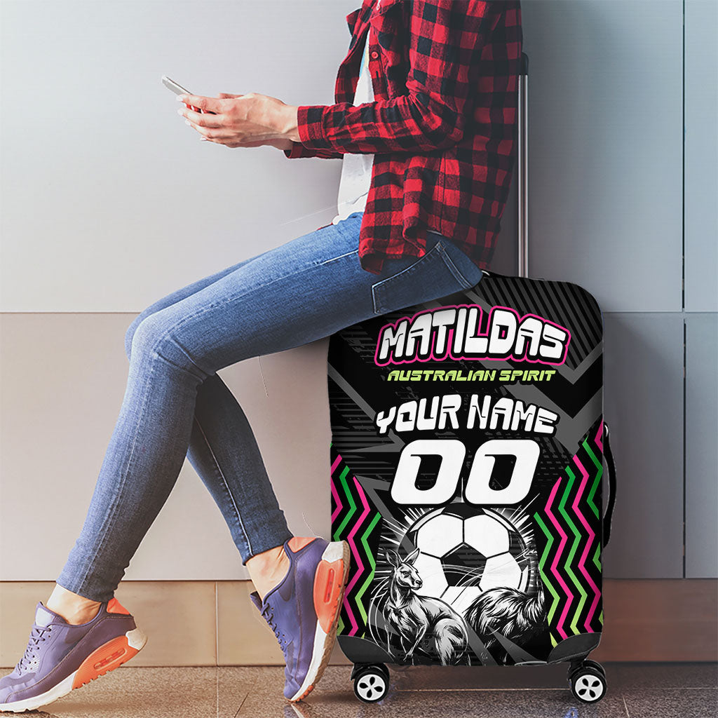 Personalised Matildas Australian Spirit Luggage Cover Kangaroo Emu Coat Of Arms Soccer Ball