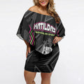 Personalised Matildas Australian Spirit Off Shoulder Short Dress Kangaroo Emu Coat Of Arms Soccer Ball