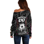Personalised Matildas Australian Spirit Off Shoulder Sweater Kangaroo Emu Coat Of Arms Soccer Ball