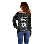 Personalised Matildas Australian Spirit Off Shoulder Sweater Kangaroo Emu Coat Of Arms Soccer Ball
